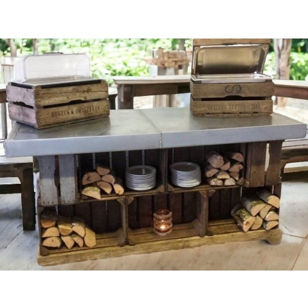 Buffet bar van Antieke Kistjes met Zinkenblad